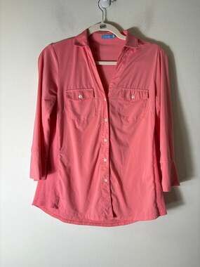 J. McLaughlin Peachy pink Long Sleeve Button Up Shirt Sz S